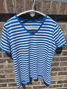Lands' End Supima Striped T-Shirt Size L